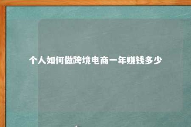 个人如何做跨境电商一年赚钱多少 跨境电商一年赚五百万